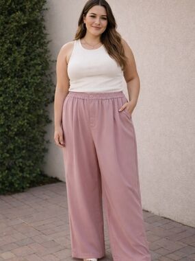 Cider Wide-Leg Pull-On Pants in Mauve Relaxed Fit Size 1X